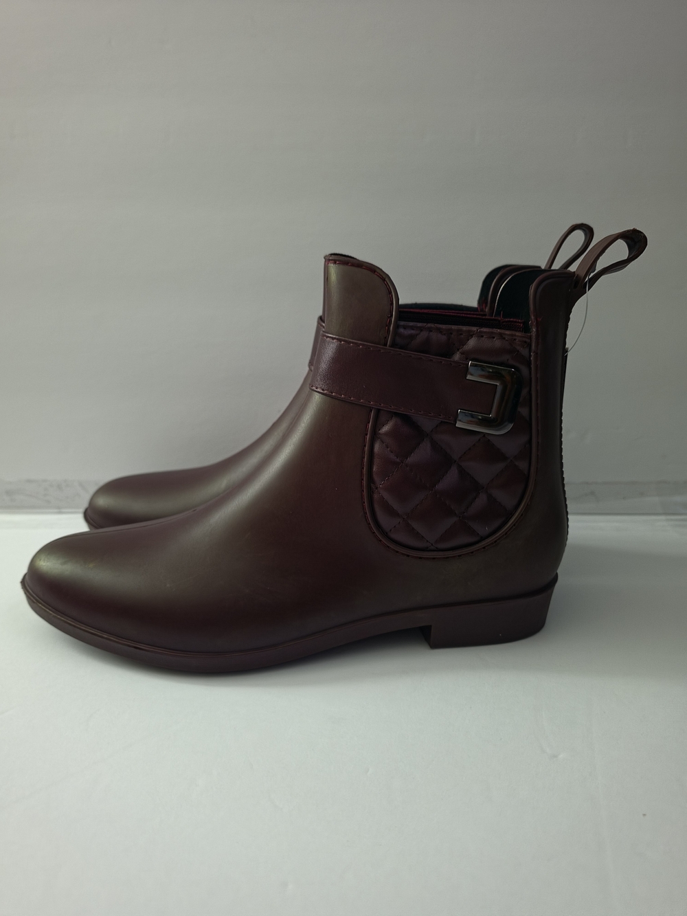 Henry Ferrera Quilted Chelsea Rain Boots - Burgundy